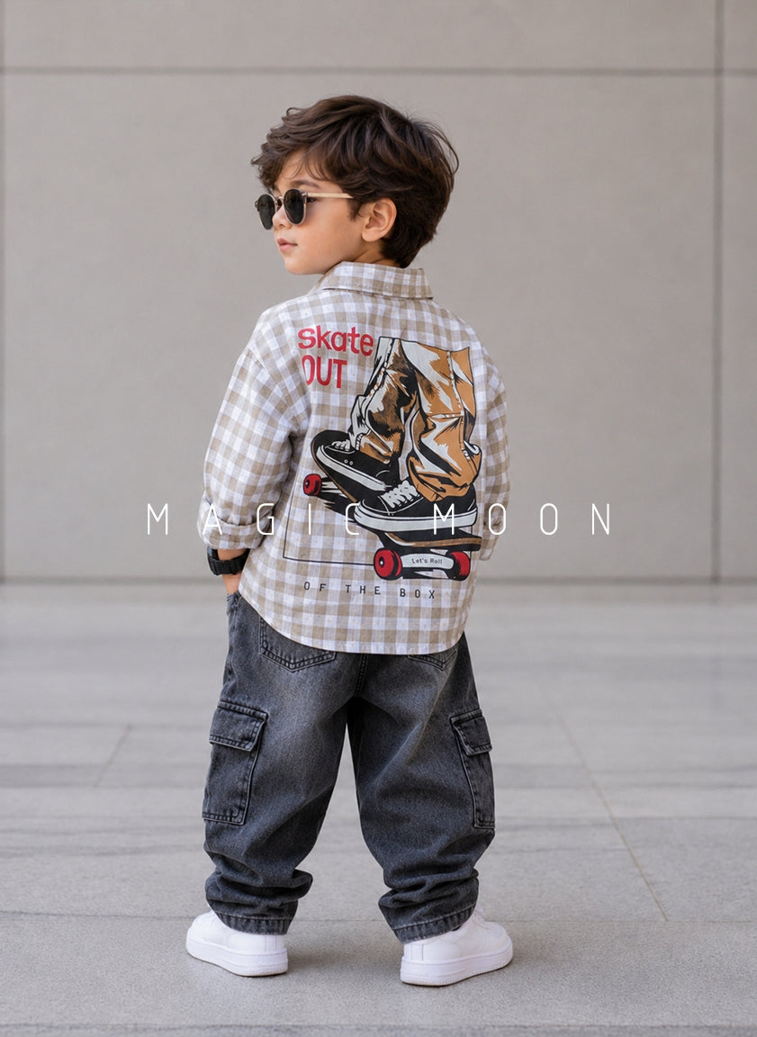 SHFS15 Boy's Full Sleeve Oversized Back Printed Shirt