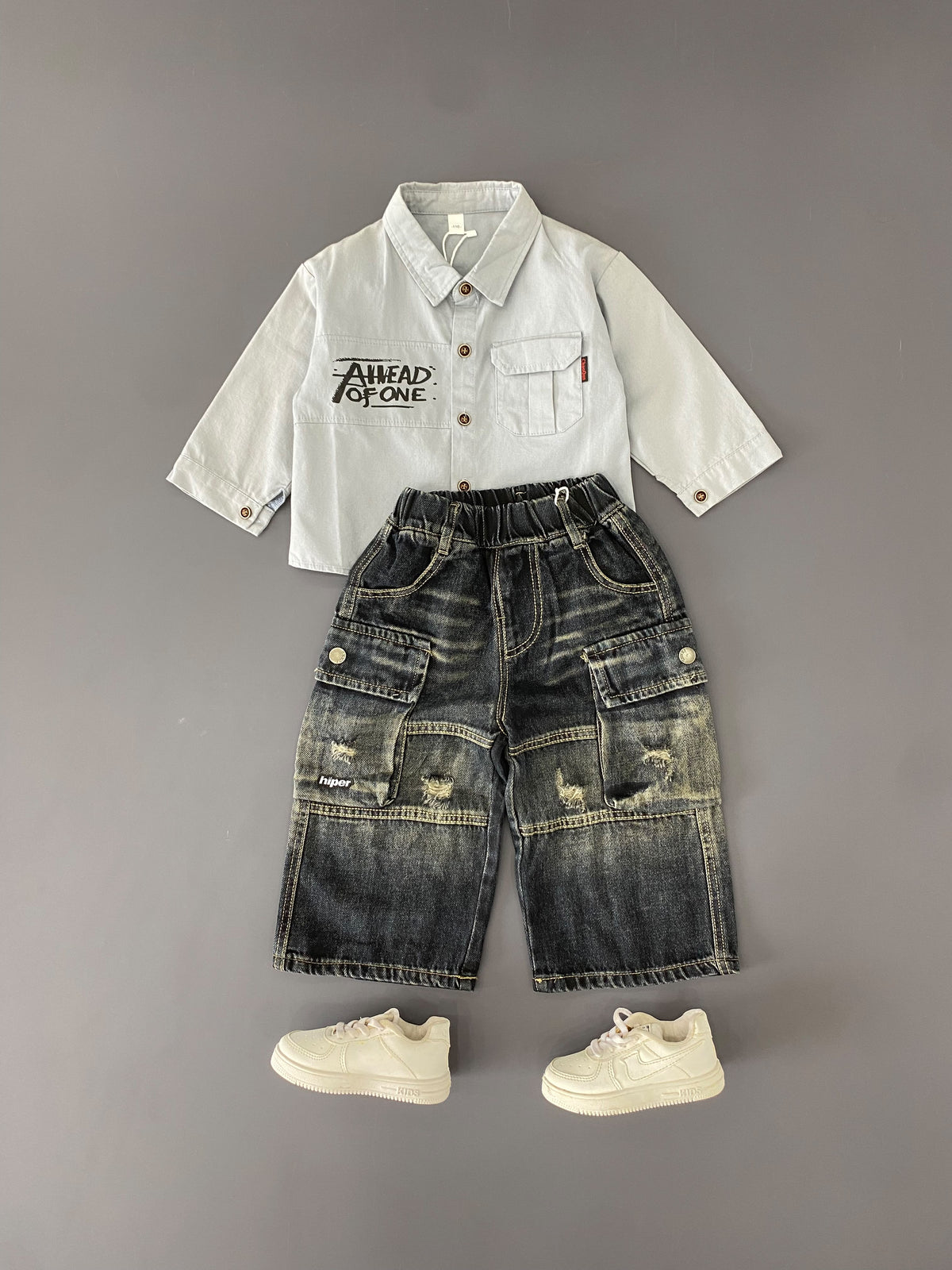 STIM165 Boys Full Sleeve Oversized Shirt with Super Baggy Jeans