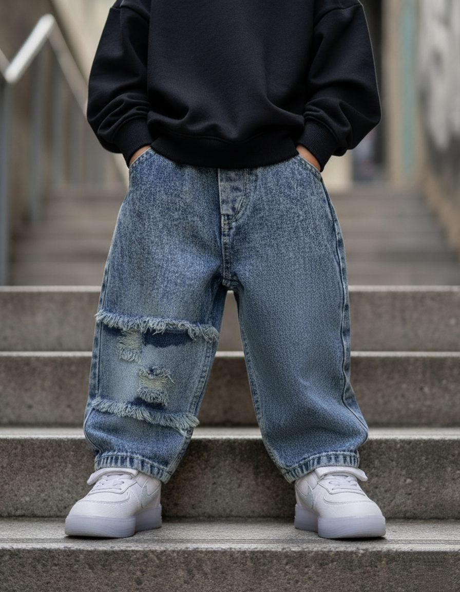 Unisex Distressed Baggy Jeans