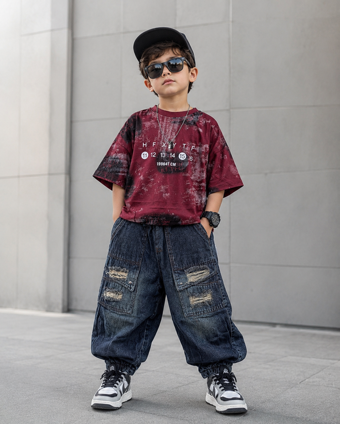 TSHS01 Unisex Half Sleeve Oversized T Shirt with Attached Chain