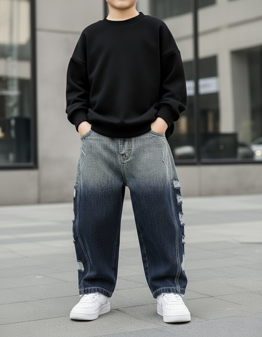 Unisex Baggy Jeans with Side Scratches
