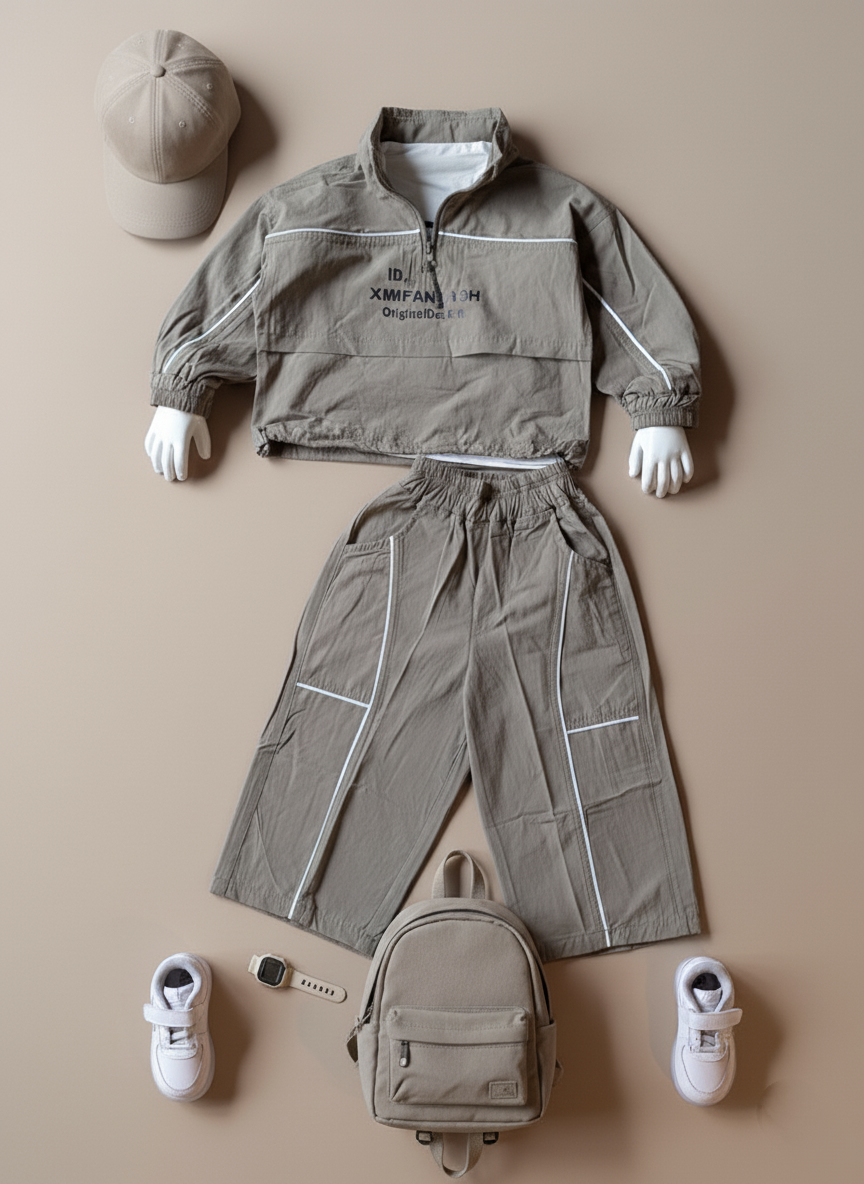 Unisex Full Sleeve Oversized Windbreaker Style Jacket and Pant Set