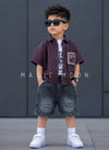 ST105 Unisex Half Sleeve Oversized Shirt with Inner T Shirt and Shorts Set
