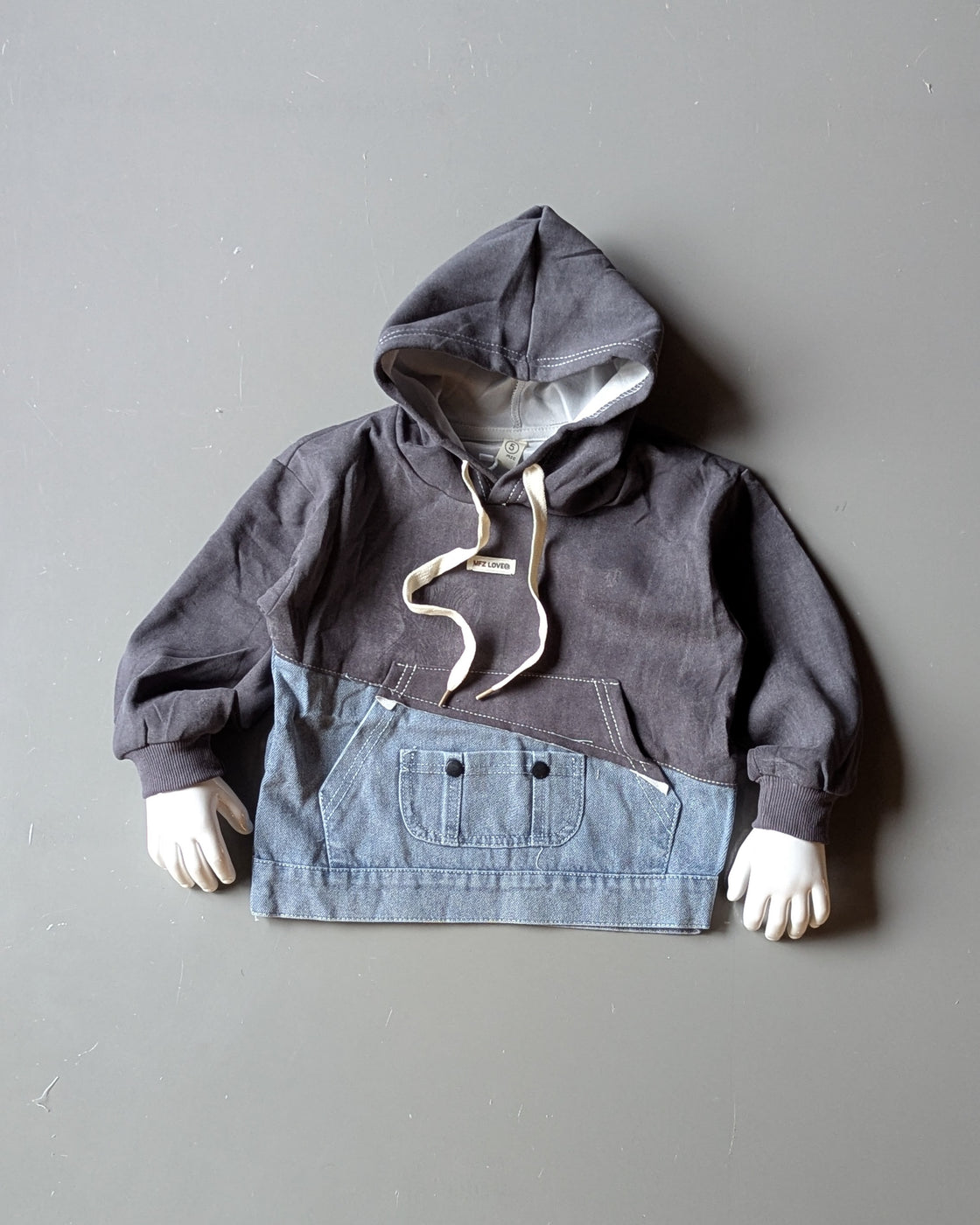 Unisex Full Sleeve Denim Patch Hoody