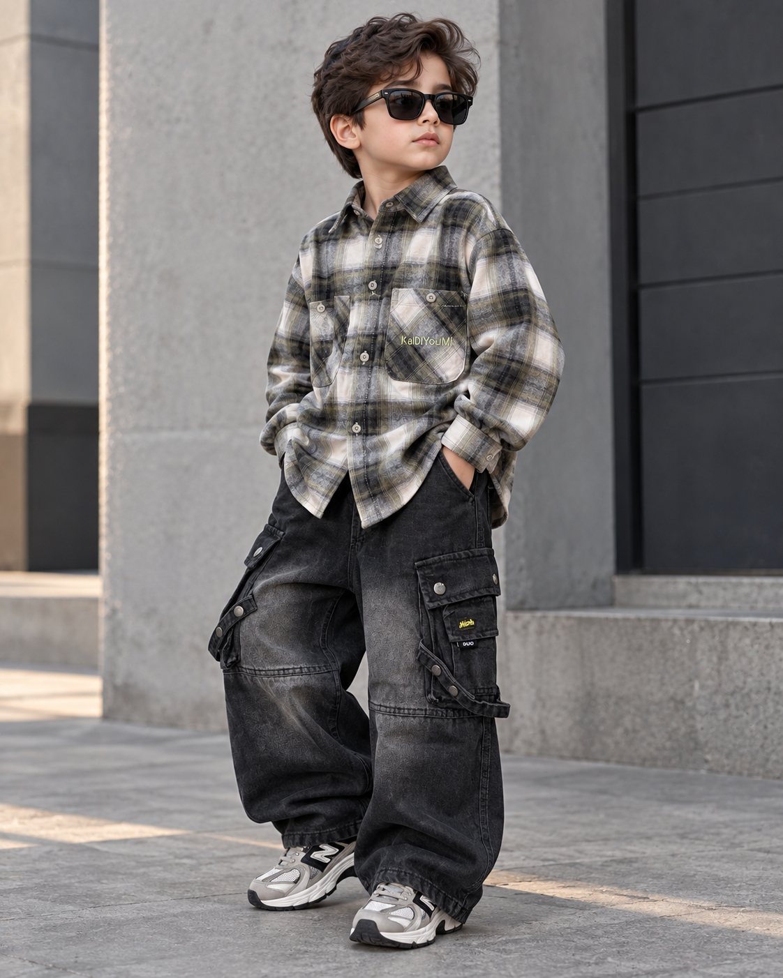 SHIMN14-01 Unisex Full Sleeve Oversized Check Shirt