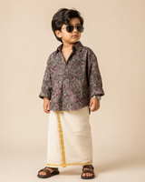 SHGMH01-002 Boys Full Sleeve Oversized Floral Print Shirt