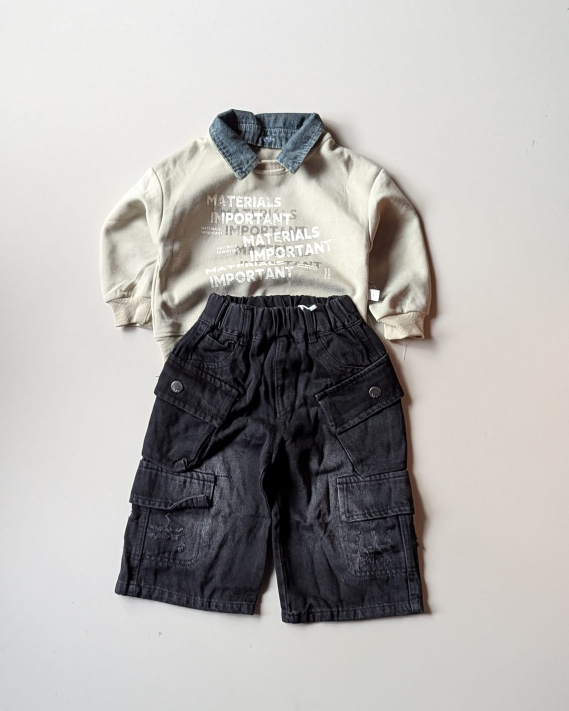 TSHCMB12 Unisex Full Sleeve Oversized Polo T Shirt and Super Baggy Jeans
