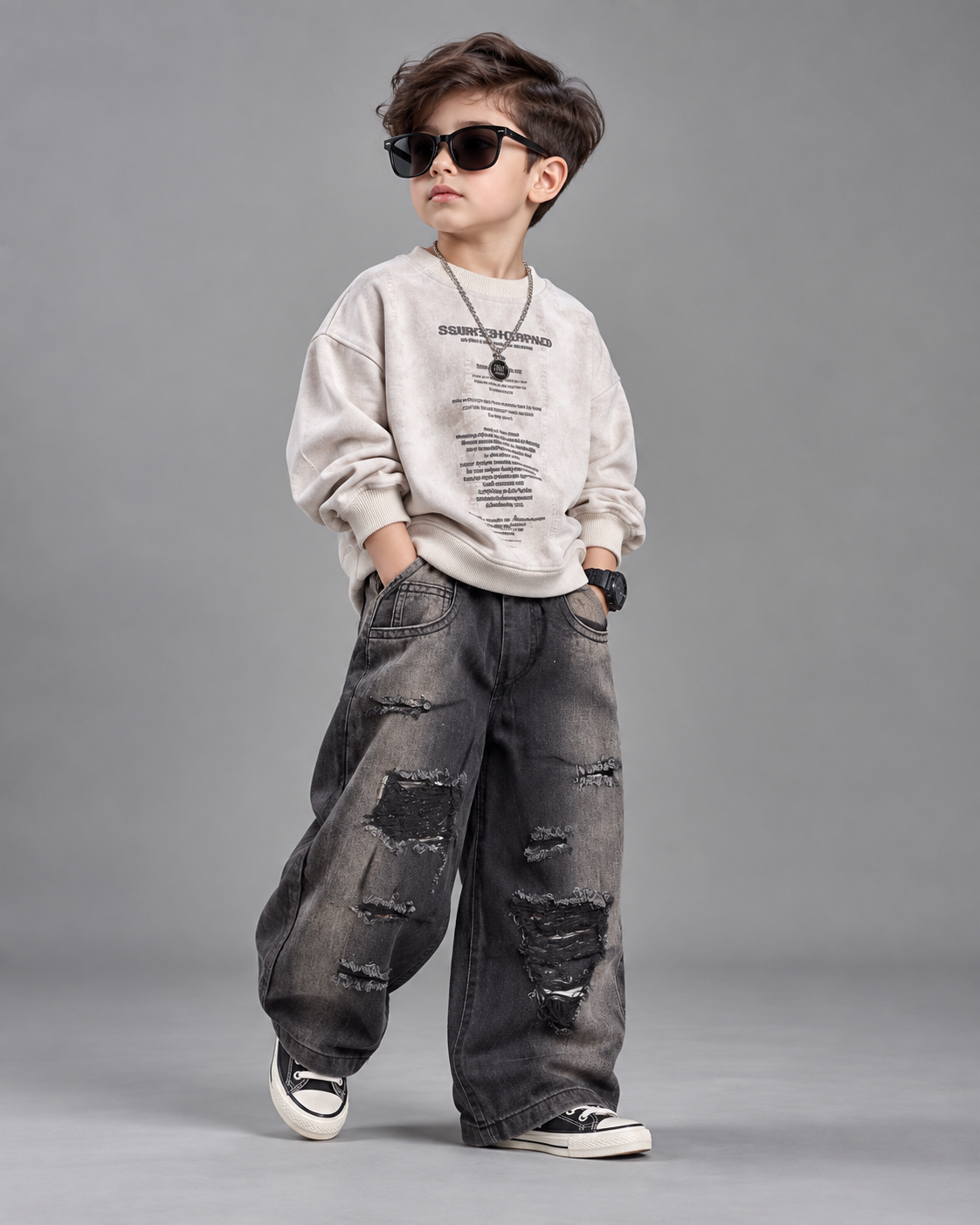 TSHCMB05 Unisex Full Sleeve Oversized T Shirt and Super Baggy Jeans