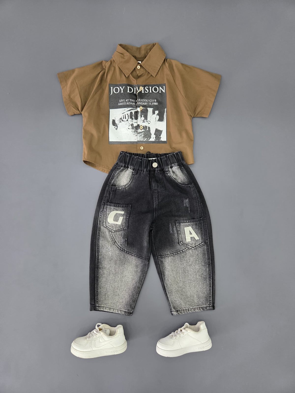STIM164 Boys Half Sleeve Oversized Printed Shirt with Baggy Jeans