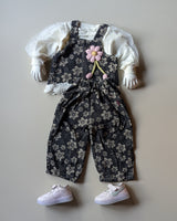 GST04B1-02 Girls Full Sleeve Oversized Top Denim Vest and Wide Leg Pant Set