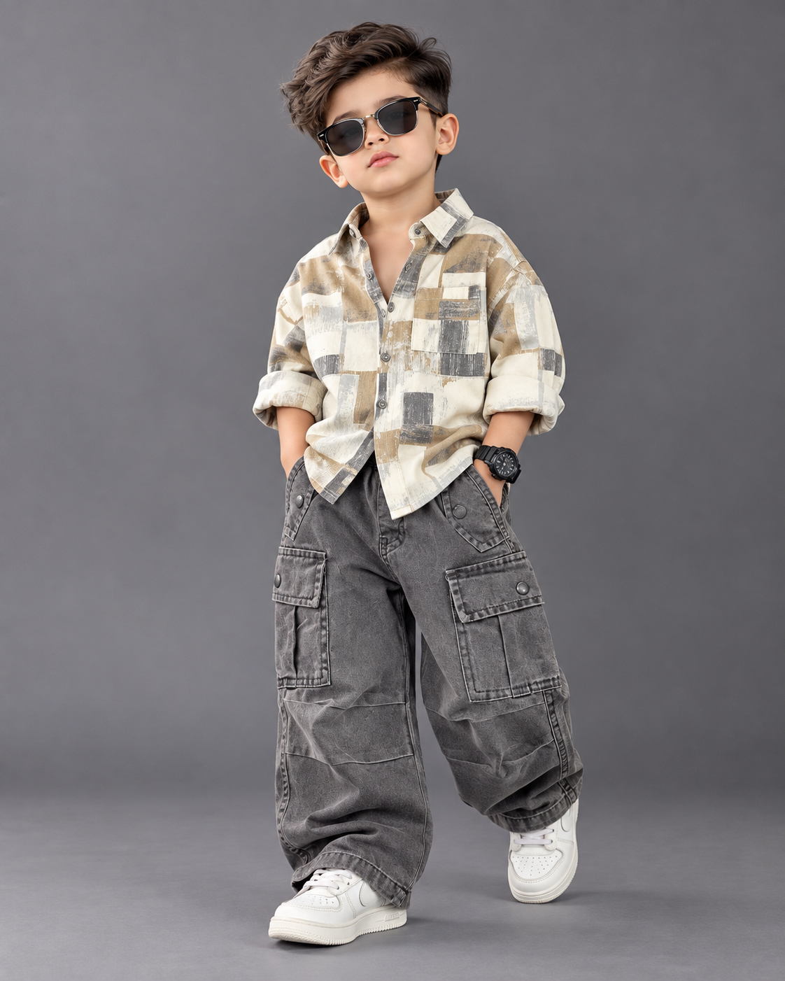 STIM162 Boys Full Sleeve Oversized Shirt with Cotton Super Baggy
