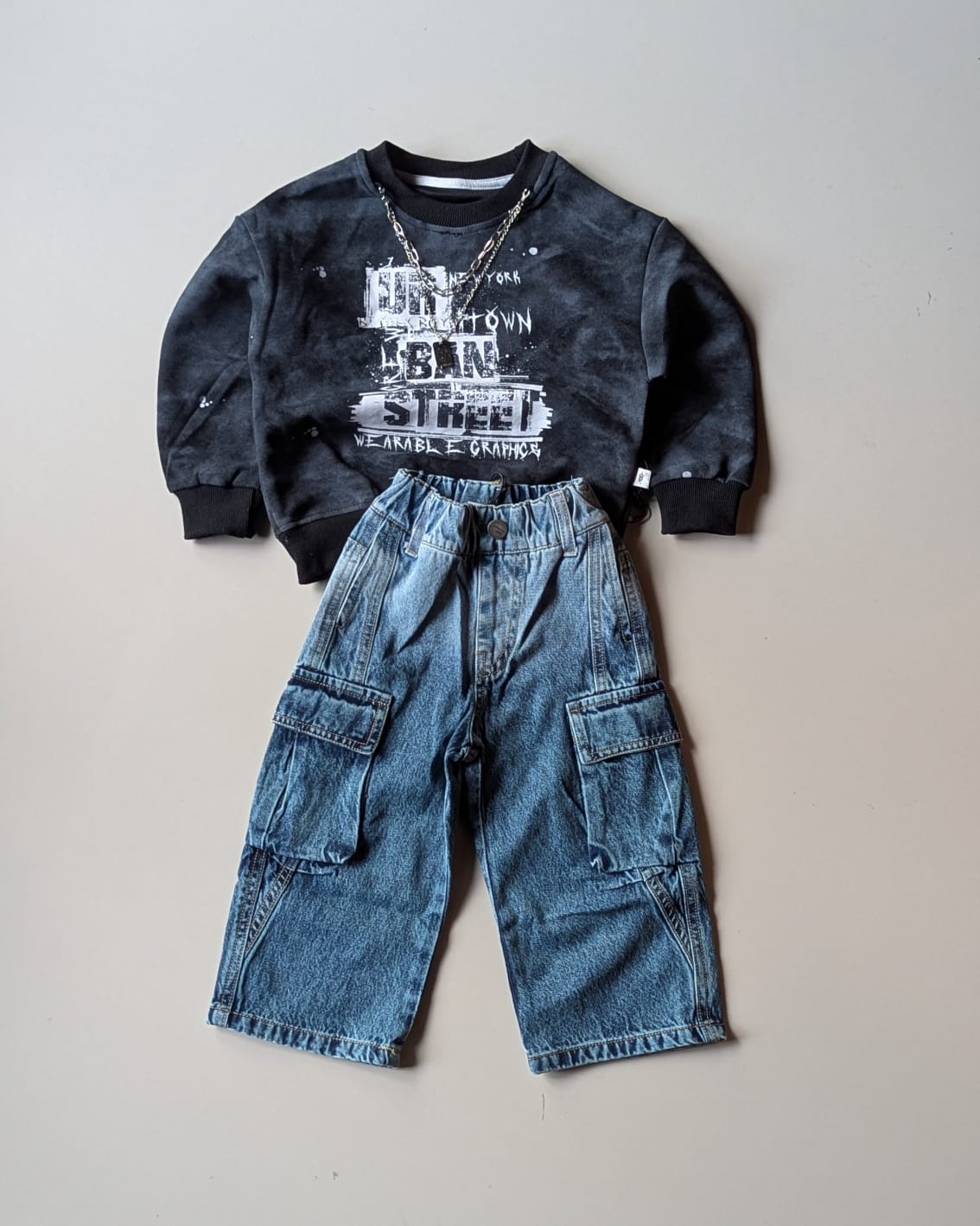 TSHCMB04 Unisex Full Sleeve Oversized T Shirt and Super Baggy Jeans