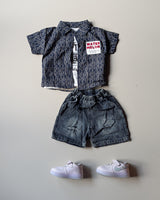ST105 Unisex Half Sleeve Oversized Shirt with Inner T Shirt and Shorts Set