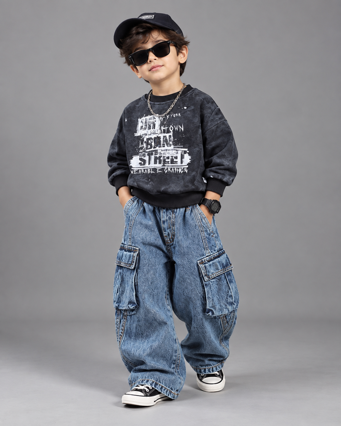 TSHCMB04 Unisex Full Sleeve Oversized T Shirt and Super Baggy Jeans