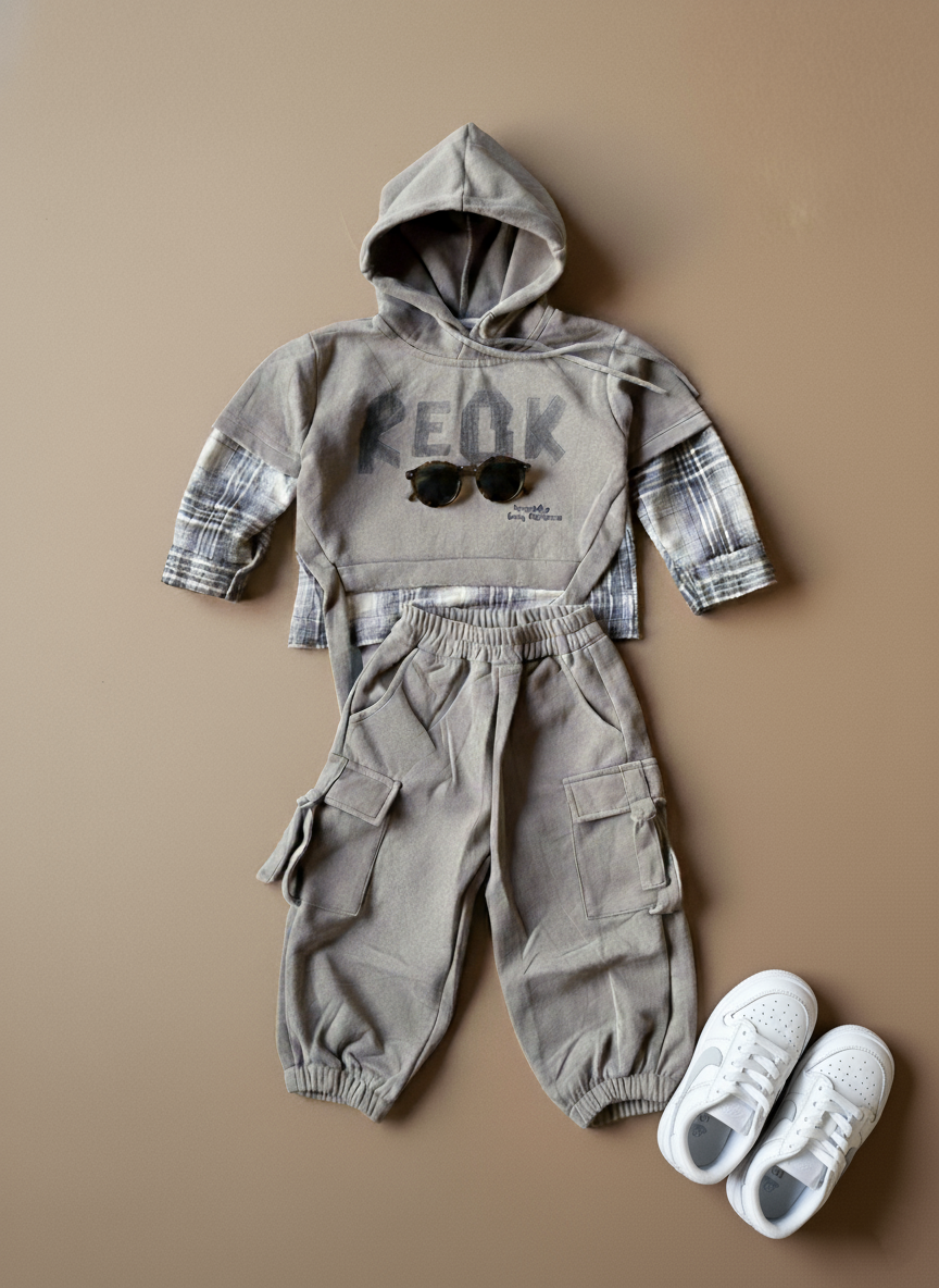 Unisex Full Sleeve Oversized Hooded T Shirt and Cargo Pant Set