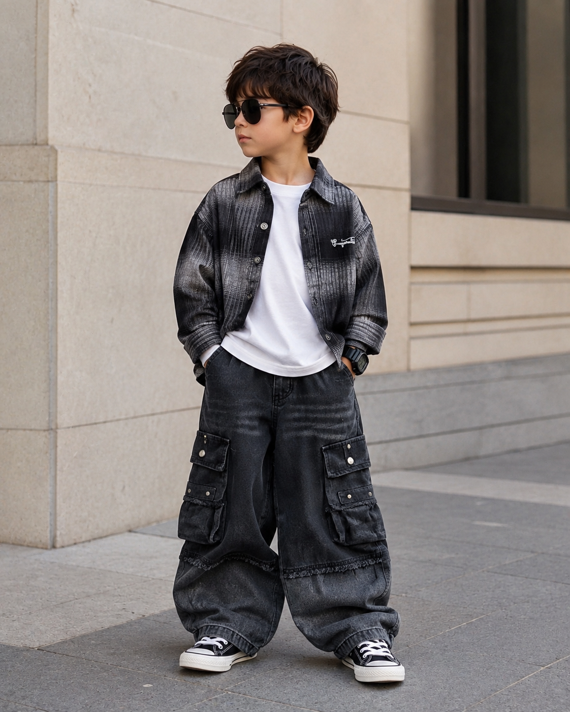 SHGMV01-02 Boys Full Sleeve Oversized Check Shirt (Big)