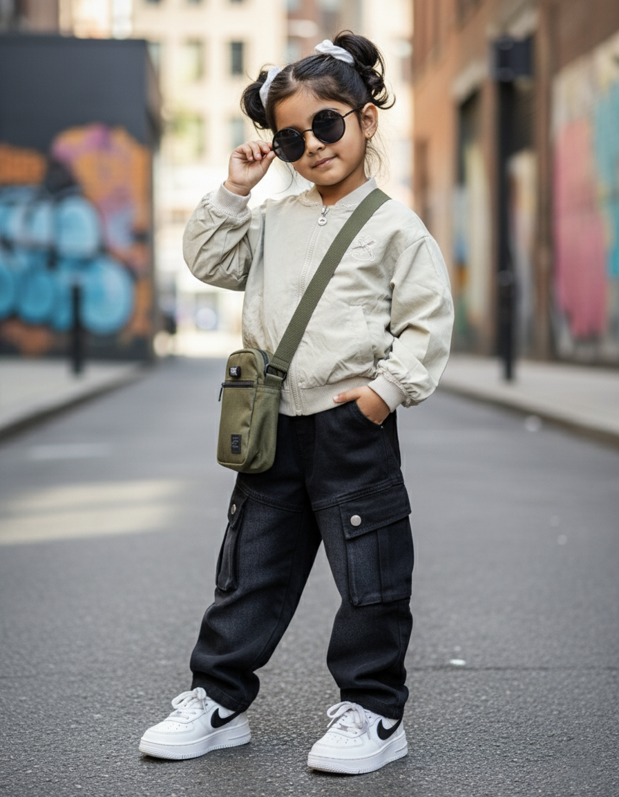 Girl's Crew Neck Full Sleeve Zipper Jacket