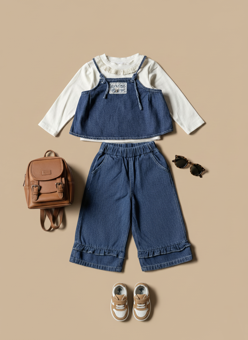 Full Sleeve T Shirt, Denim Vest and pant set