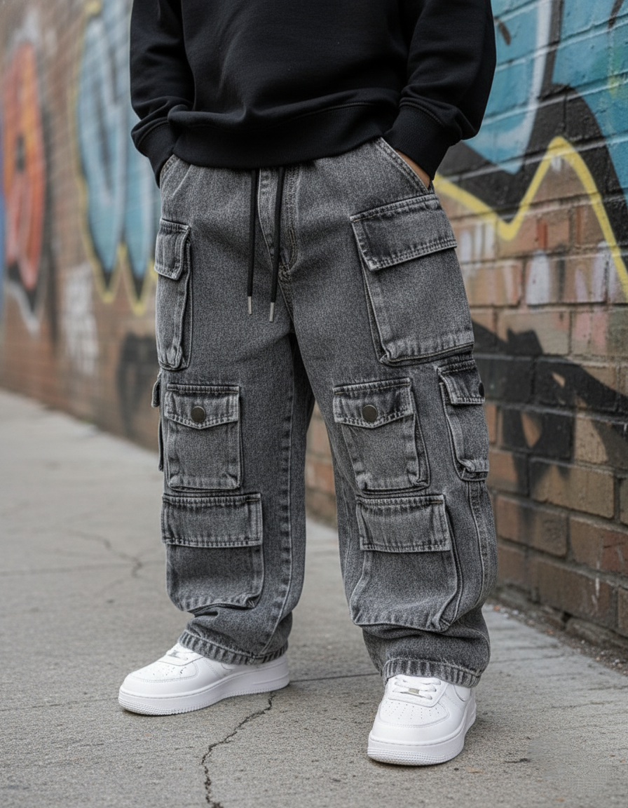 Unisex Baggy with Cargo Pockets Baggy Jeans