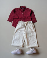 STIM174-03 Boys Full Sleeve Oversized Solid Colour Shirt with Linen Pant Combo