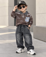 STIM122 Unisex Full Sleeve Oversized Full Sleeve Polo T Shirt and Pant Set