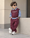 STIM127 Unisex Full Sleeve Oversized Shirt with Vest and Pant Set