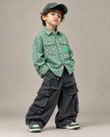 STIM132 Boys Full Sleeve Oversized Shirt with Super Baggy Jeans