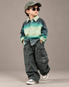 STIM137 Boys Full Sleeve Color Block Shirt with Cotton Super Baggy