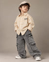 STIM134 Boys Full Sleeve Check Shirt with Baggy Jeans Set