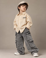 STIM134 Boys Full Sleeve Check Shirt with Baggy Jeans Set
