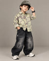 STIM133 Boys Full Sleeve Oversized Printed Shirt and Baggy Jeans Set