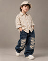 STIM135 Boys Full Sleeve Oversized Shirt with Baggy Jeans Set