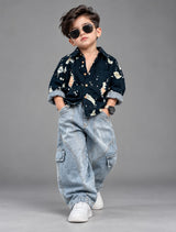 STIM142 Boys Full Sleeve Oversized Shirt with Baggy Jens