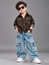 STIM150 Boys Full Sleeve Oversized Shirt with Baggy Jeans