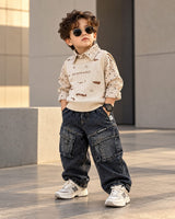 STIM169 Unisex Full Sleeve Oversized Shirt with Attatched Vest with Pant Set
