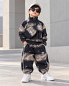 STIM172-02 Unisex Full Sleeve Oversized High Neck Zipper Jacket with Attatched Bag and Jogger Pant Set