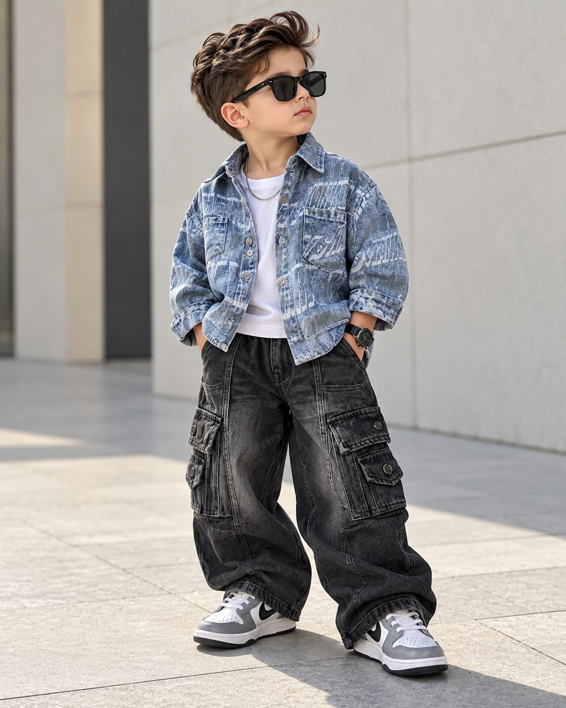 SHIMPF01-02 Unisex Full Sleeve Oversized Denim Shirt
