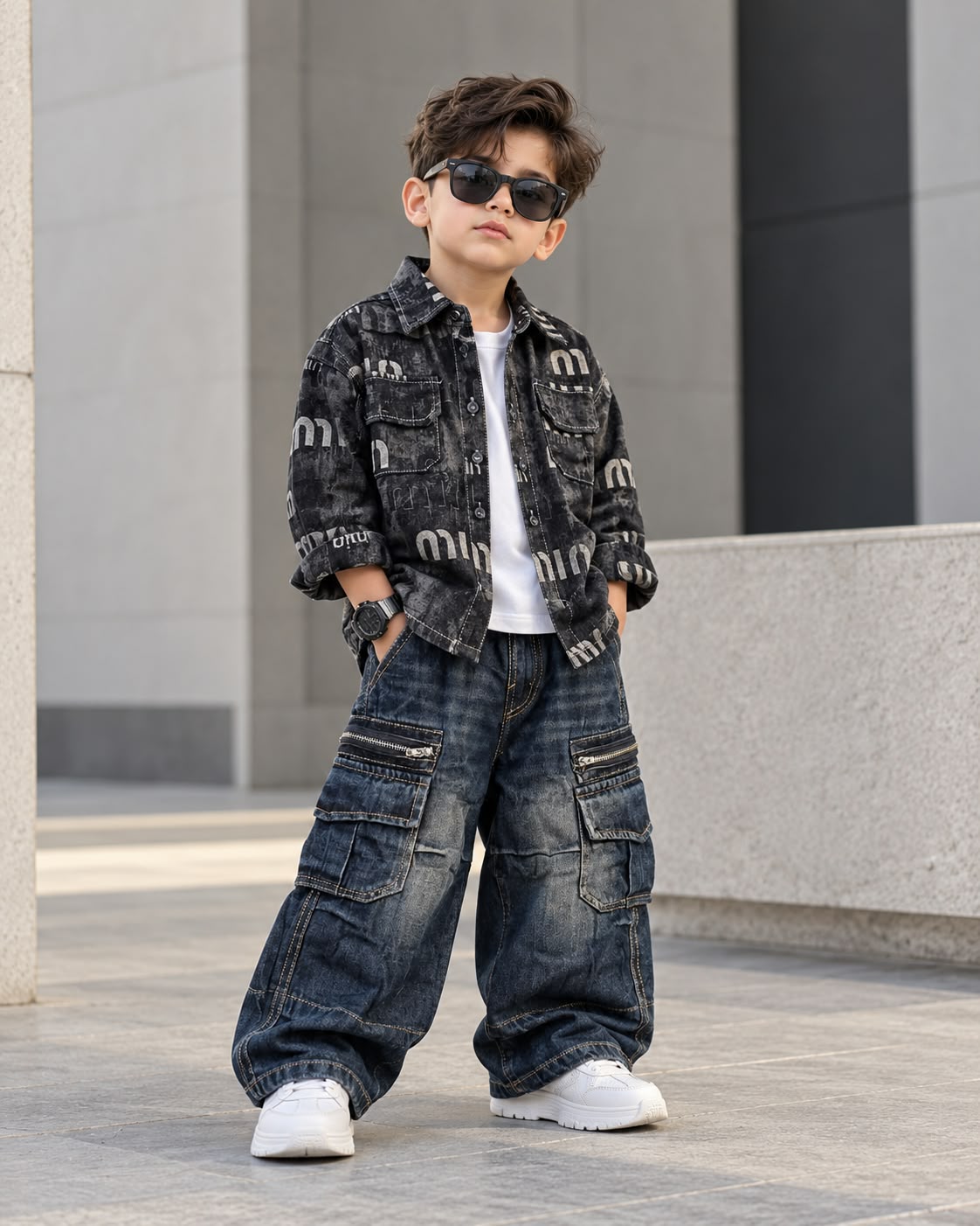 SHIMPF02-01 Unisex Full Sleeve Oversized Denim Shirt