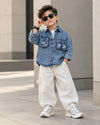 SHIMP03-02 Unisex Full Sleeve Oversized Denim Shirt