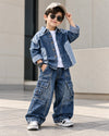 SHIMPF03-01 Unisex Full Sleeve Oversized Denim Shirt