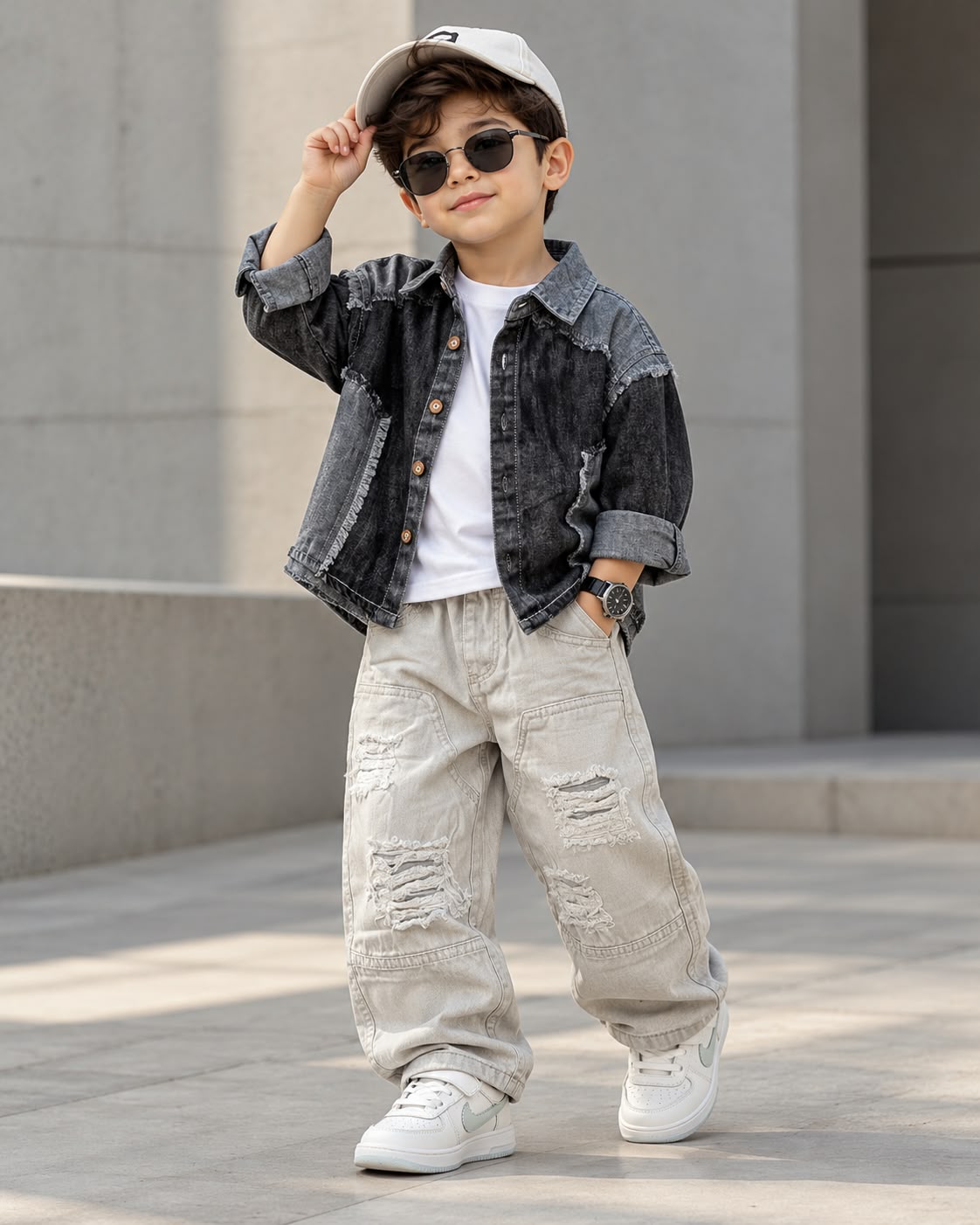 SHIMPF03-02 Unisex Full Sleeve Oversized Denim Shirt
