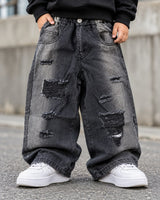 JNS127-02 Unisex Distressed Baggy Jeans