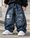 JNS126-02 Unisex Distressed Super Baggy Jeans