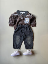 STIM122 Unisex Full Sleeve Oversized Full Sleeve Polo T Shirt and Pant Set