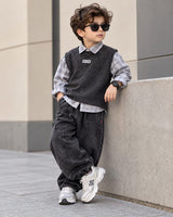STIM126 Unisex Full Sleeve Oversized Shirt with Vest and Pant Set