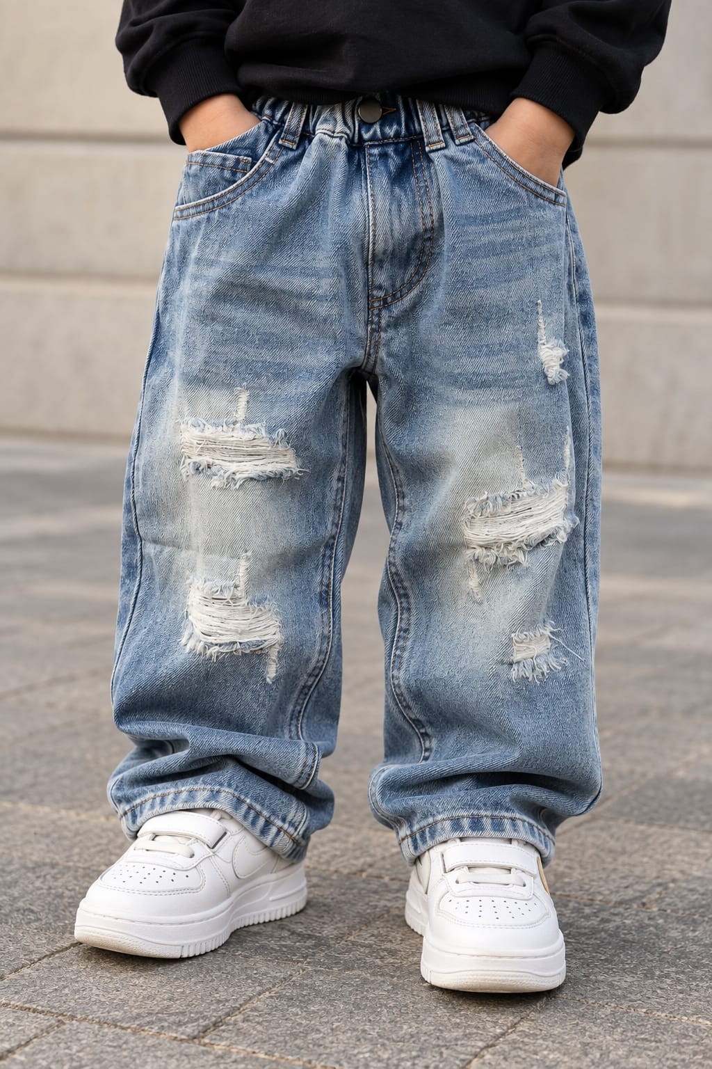 JNSIM119 Unisex Distressed Baggy Jeans