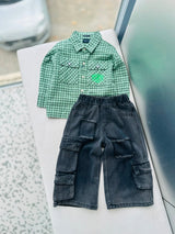 STIM132 Boys Full Sleeve Oversized Shirt with Super Baggy Jeans