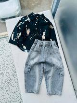 STIM142 Boys Full Sleeve Oversized Shirt with Baggy Jens