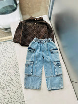 STIM150 Boys Full Sleeve Oversized Shirt with Baggy Jeans