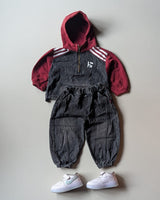 STIM171-01 Unisex Full Sleeve Oversized Hooded Denim Jacket with Pant Set